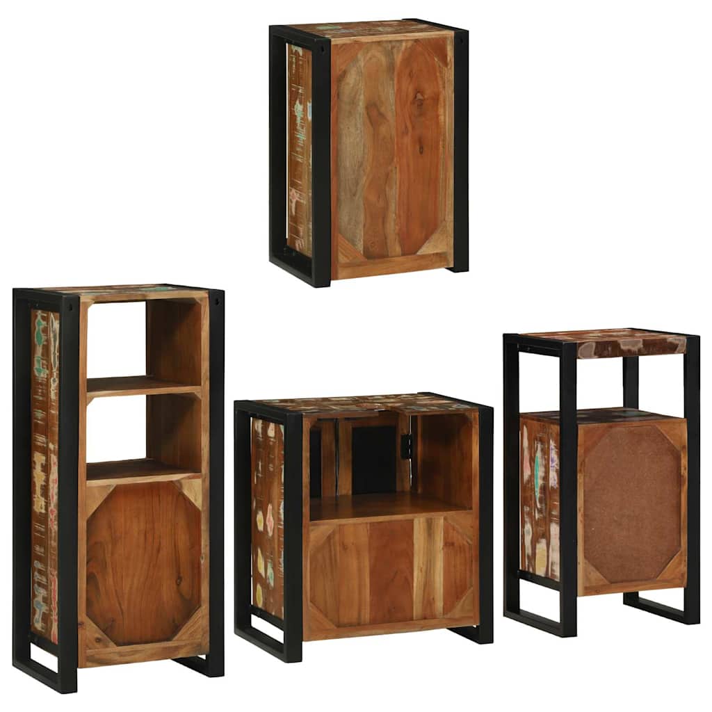Bathroom Furniture Set 4 pcs Multicolour Solid Reclaimed Wood