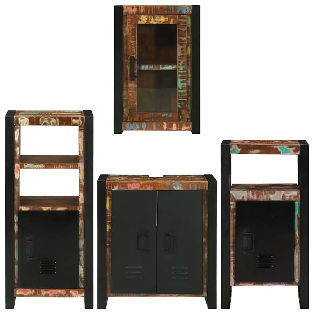 Bathroom Furniture Set 4 pcs Multicolour Solid Reclaimed Wood