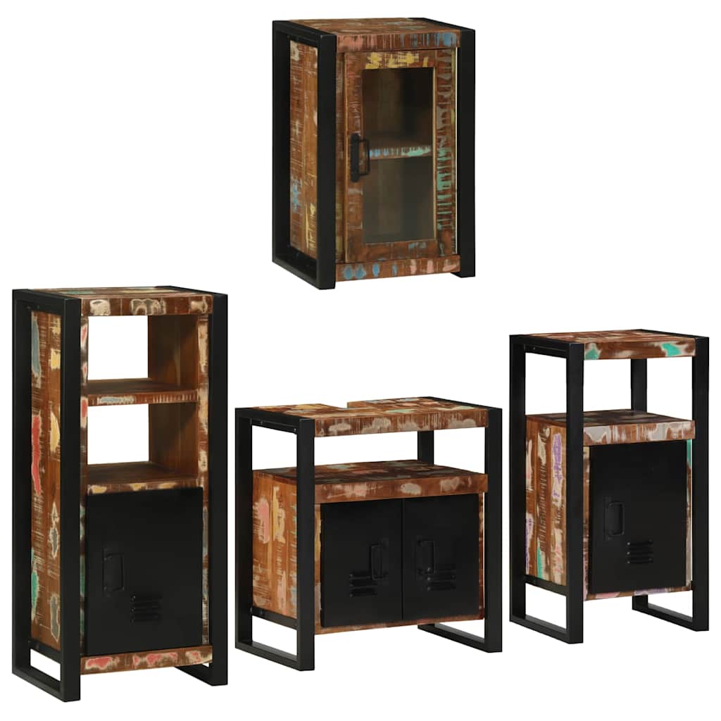Bathroom Furniture Set 4 pcs Multicolour Solid Reclaimed Wood