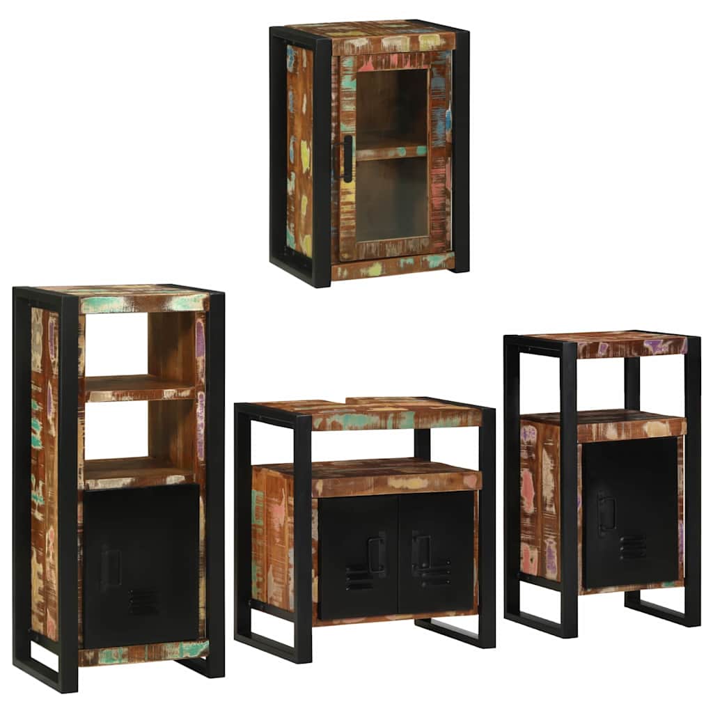 Bathroom Furniture Set 4 pcs Multicolour Solid Reclaimed Wood
