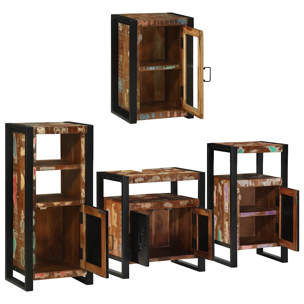 Bathroom Furniture Set 4 pcs Multicolour Solid Reclaimed Wood