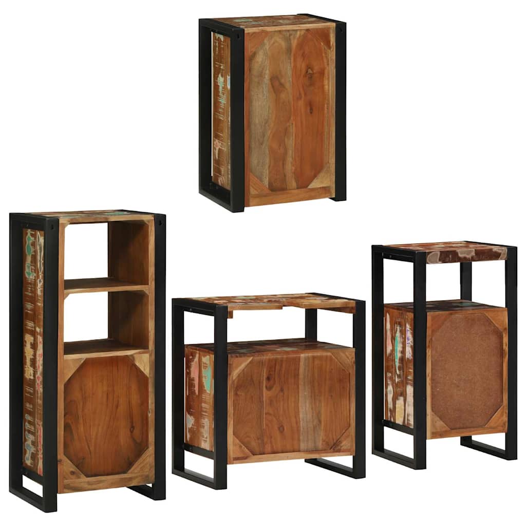 Bathroom Furniture Set 4 pcs Multicolour Solid Reclaimed Wood