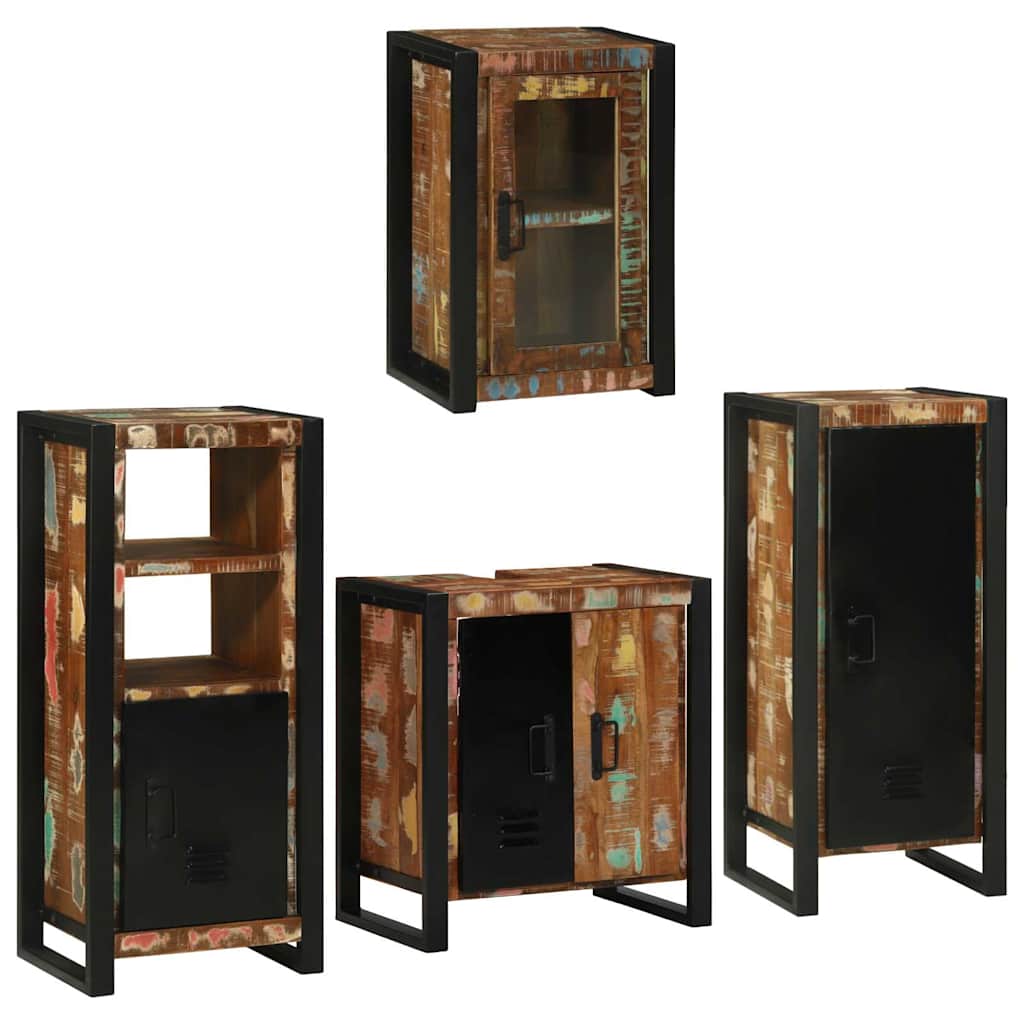 Bathroom Furniture Set 4 pcs Multicolour Solid Reclaimed Wood