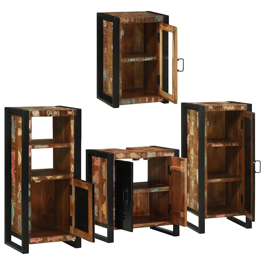 Bathroom Furniture Set 4 pcs Multicolour Solid Reclaimed Wood