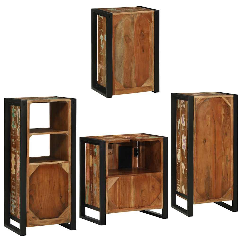Bathroom Furniture Set 4 pcs Multicolour Solid Reclaimed Wood
