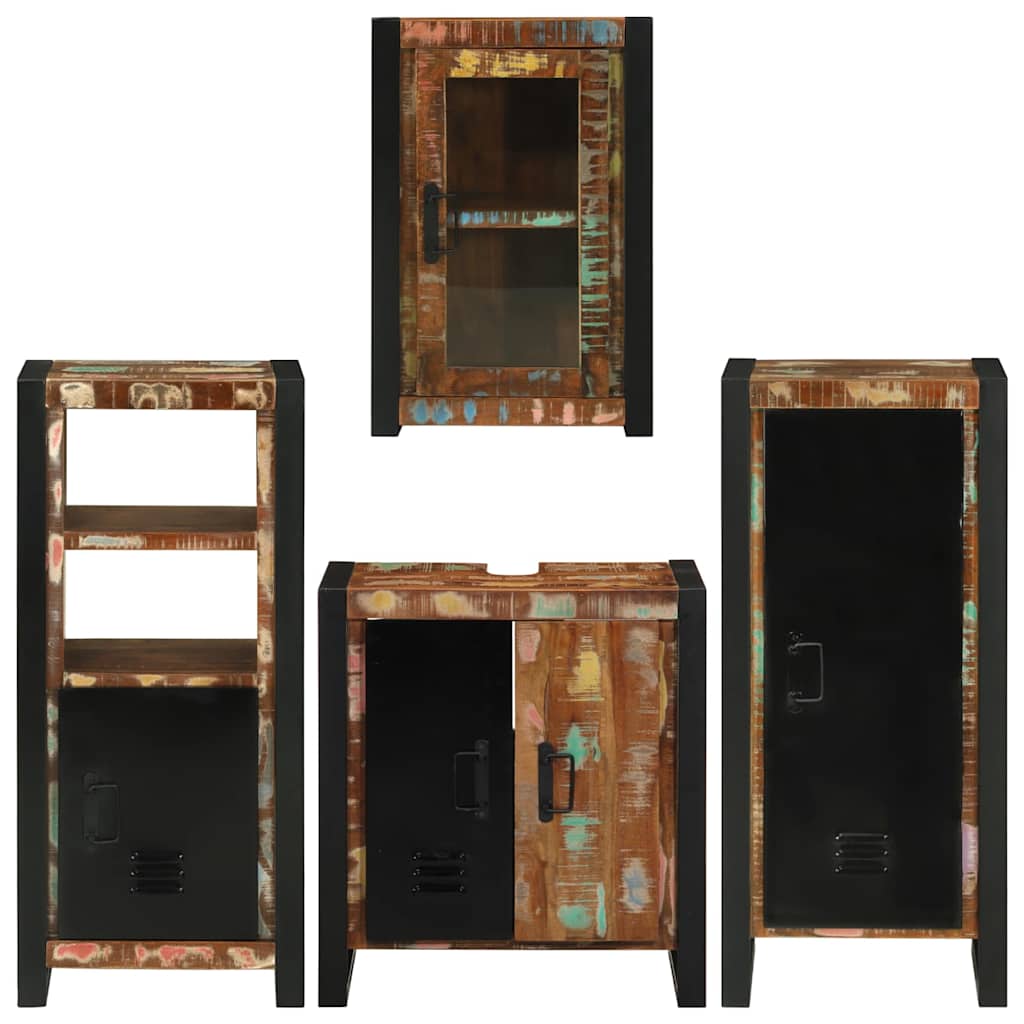 Bathroom Furniture Set 4 pcs Multicolour Solid Reclaimed Wood