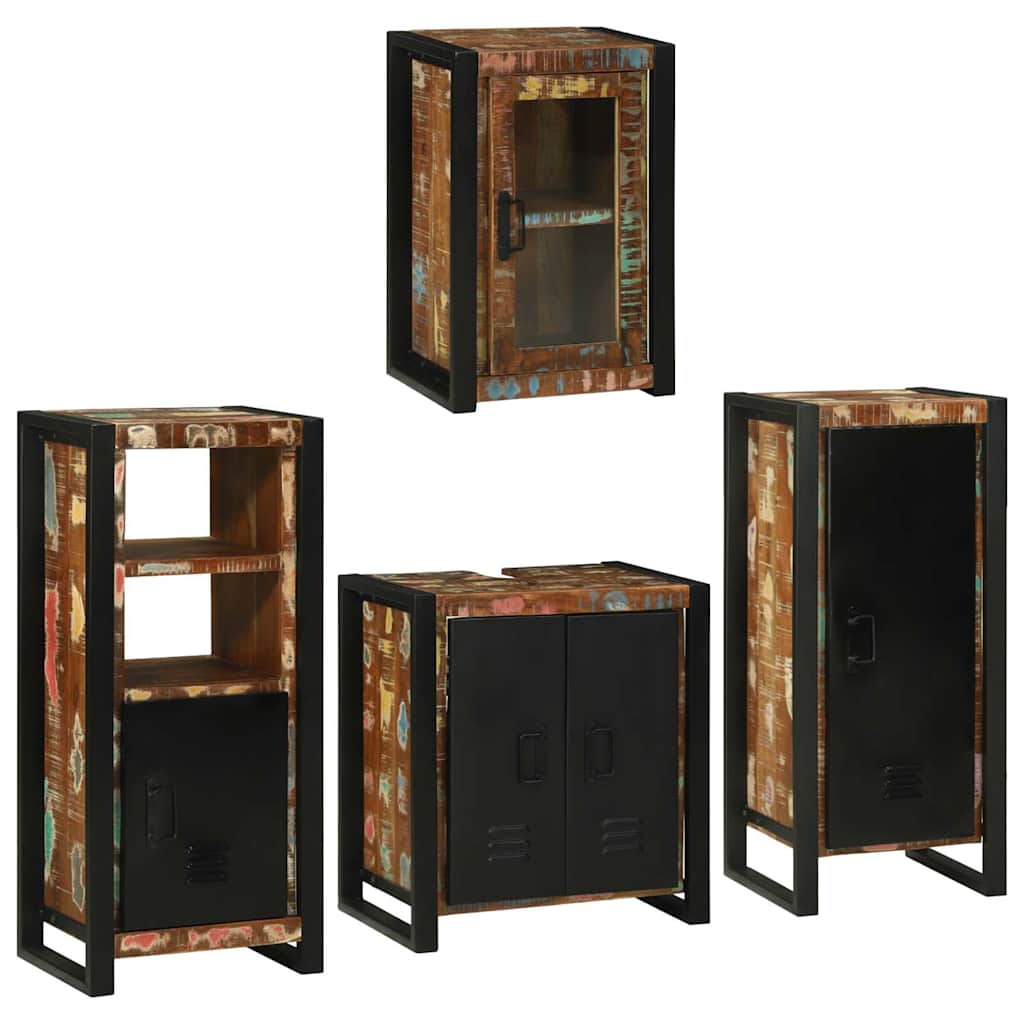 Bathroom Furniture Set 4 pcs Multicolour Solid Reclaimed Wood