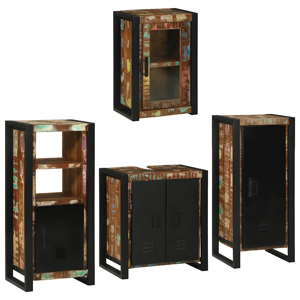Bathroom Furniture Set 4 pcs Multicolour Solid Reclaimed Wood