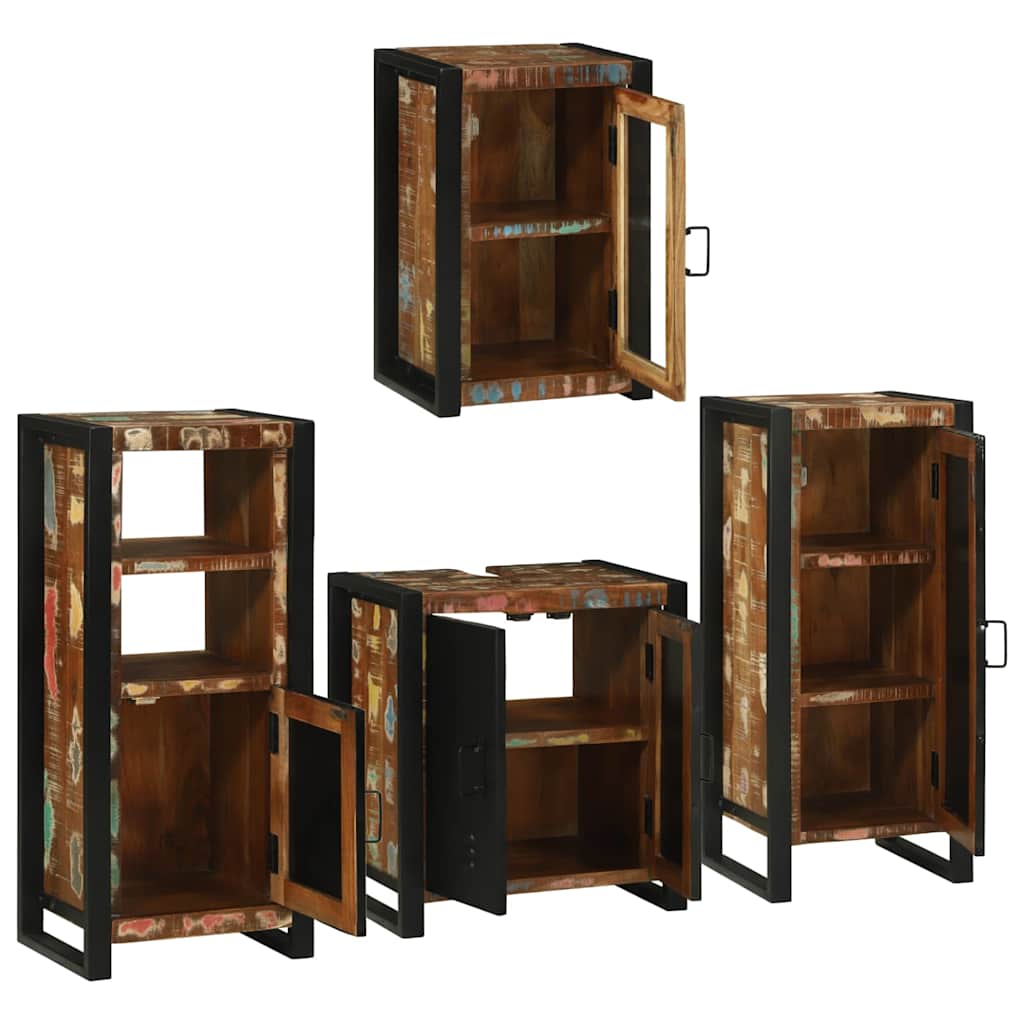 Bathroom Furniture Set 4 pcs Multicolour Solid Reclaimed Wood