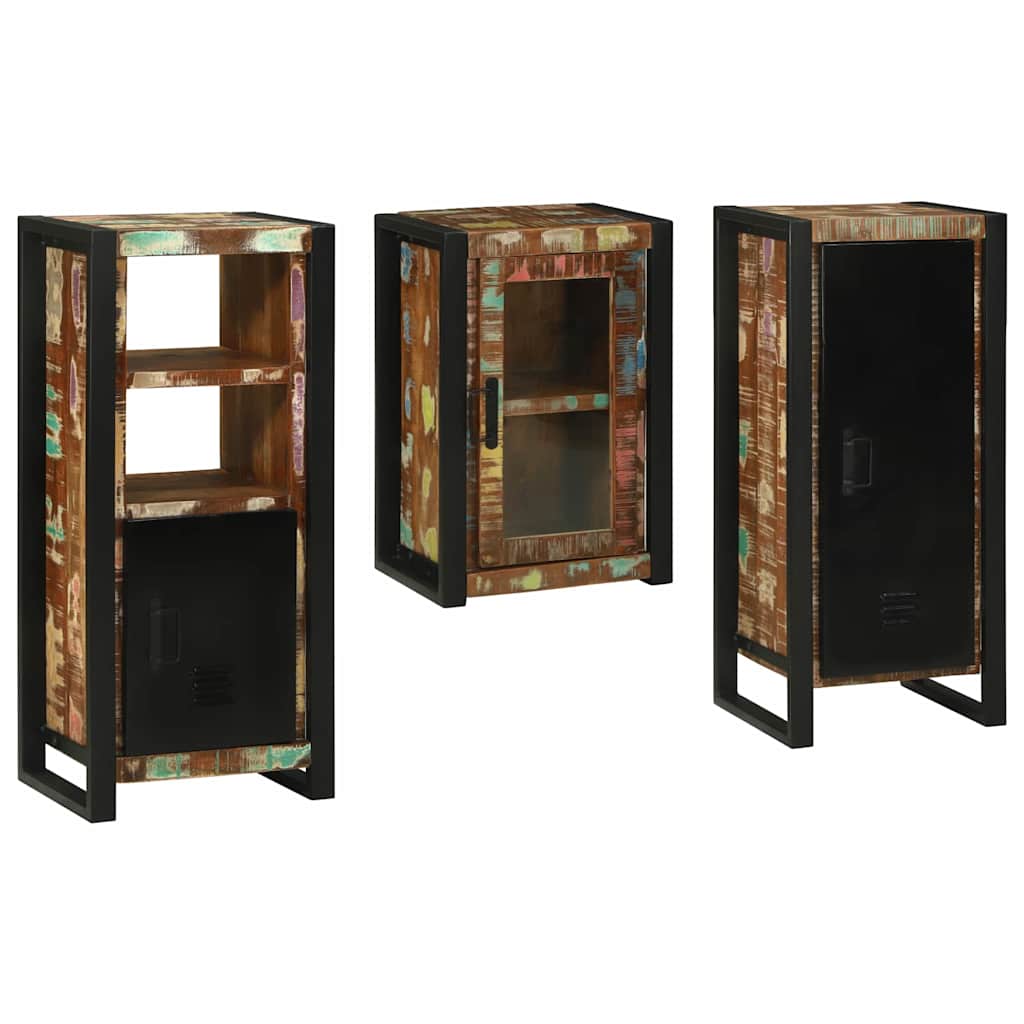 Bathroom Furniture Set 3 pcs Multicolour Solid Reclaimed Wood