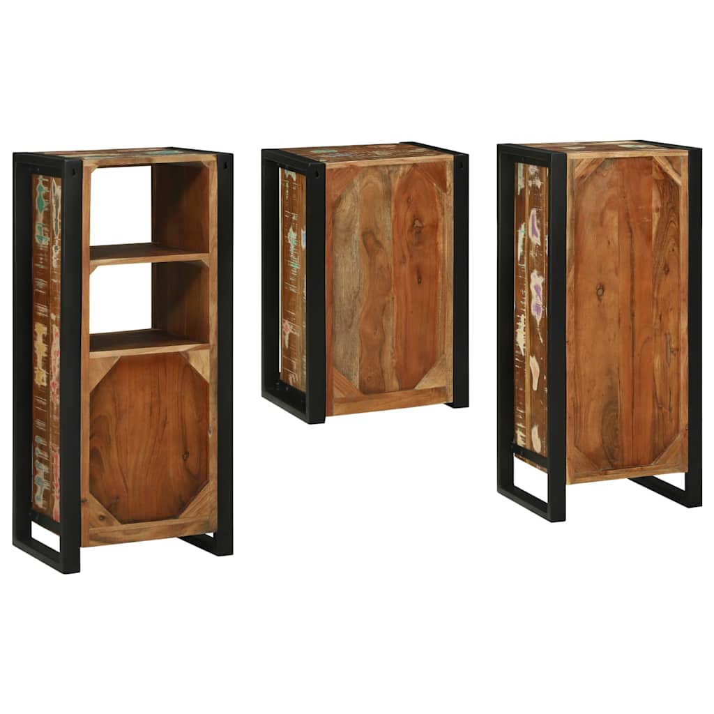 Bathroom Furniture Set 3 pcs Multicolour Solid Reclaimed Wood
