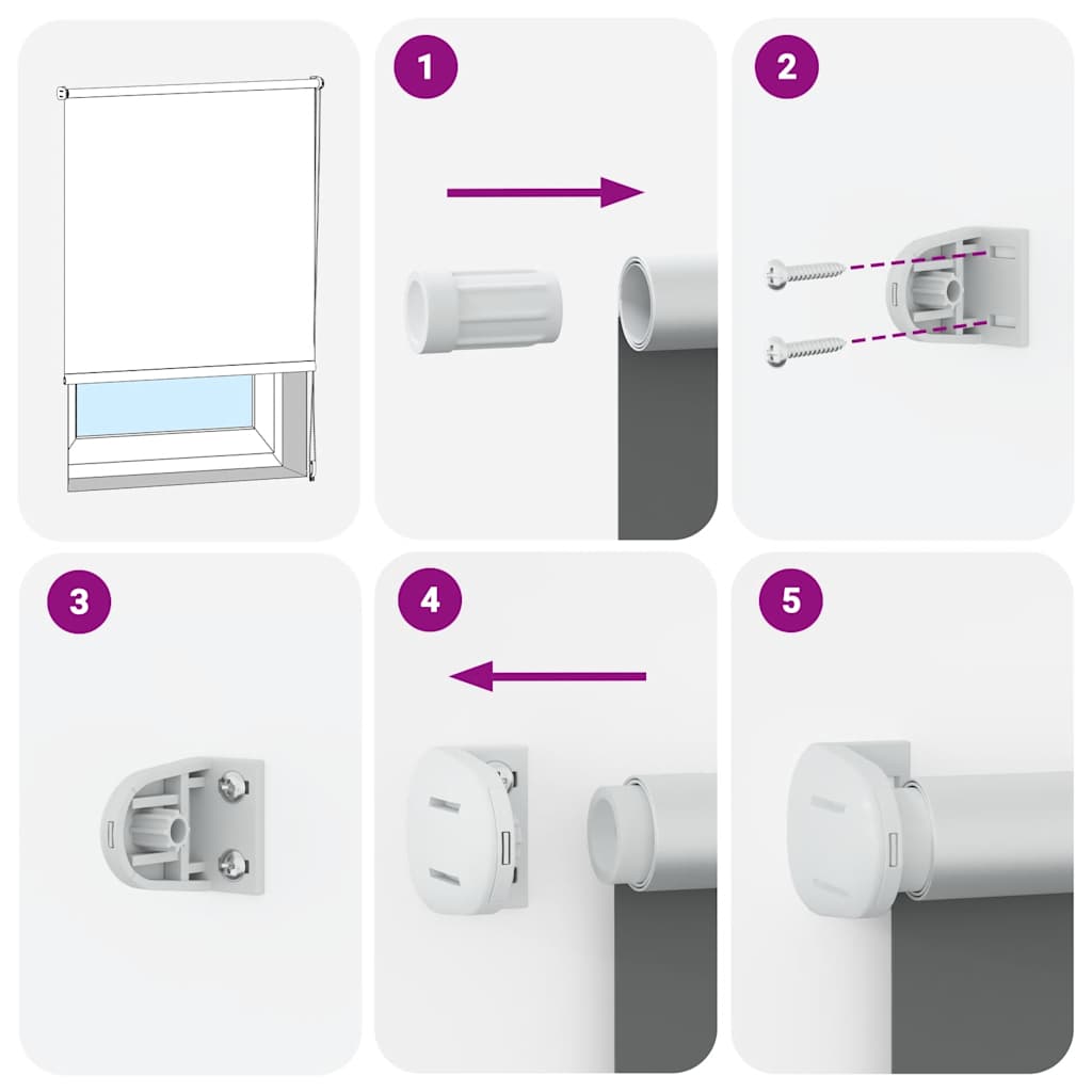 Roller Blind Blackout White 80x130 cm Fabric Width 75.7 cm Polyester