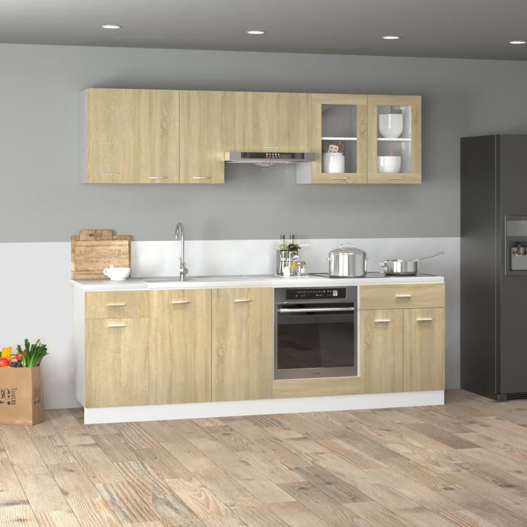 8 Piece Kitchen Cabinet Set Lyon  Sonoma Oak Engineered Wood