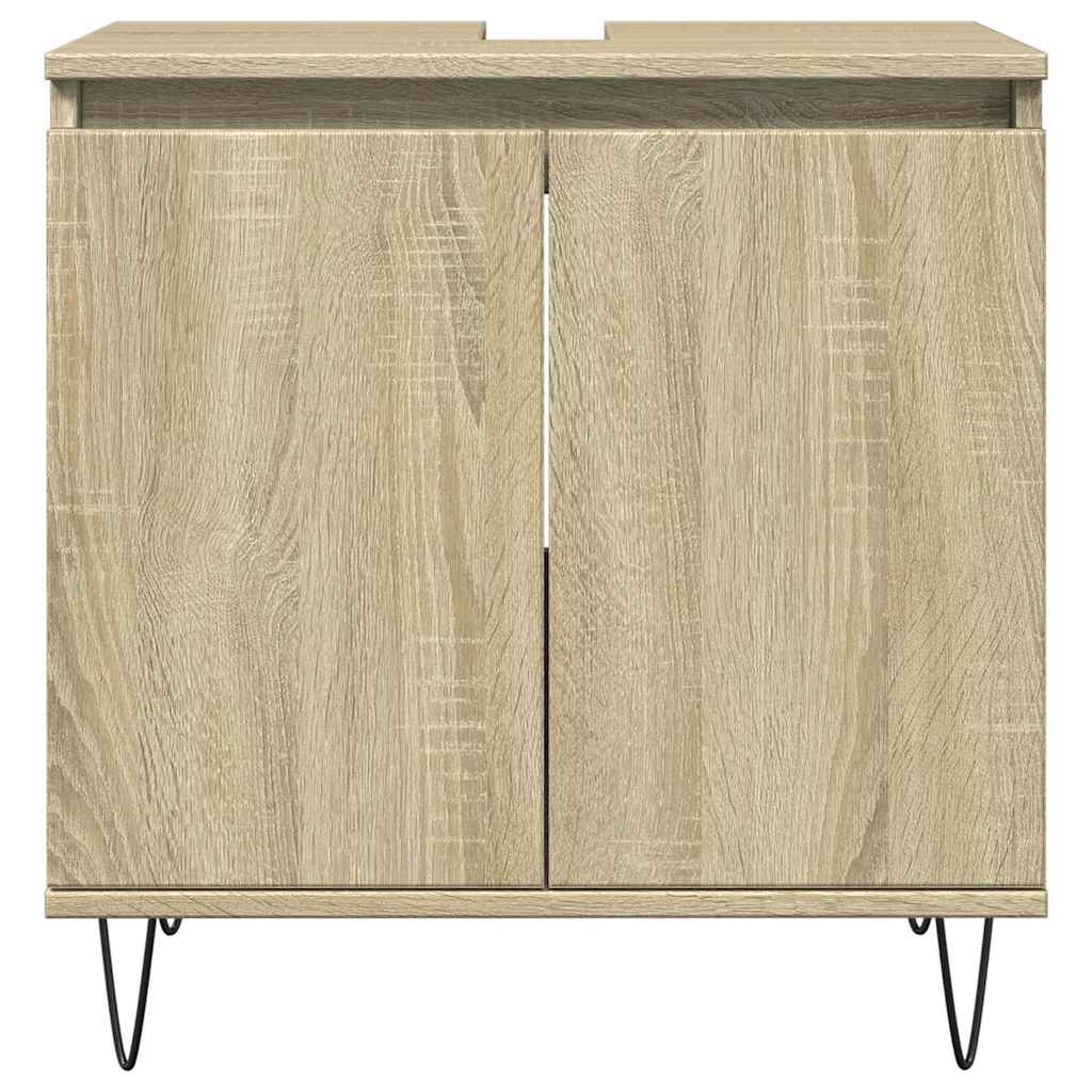 3 Piece Bathroom Furniture Set Sonoma Oak Engineered Wood