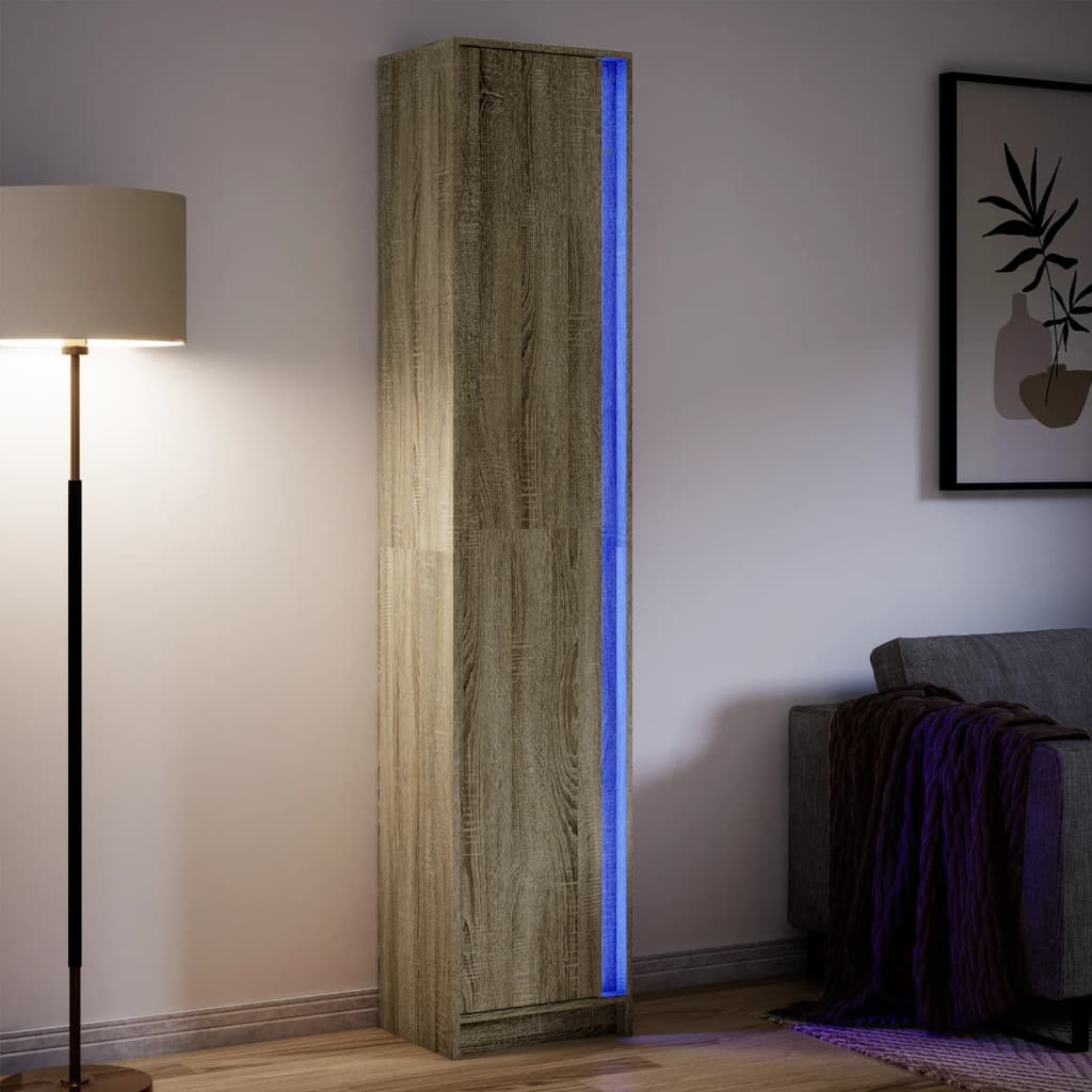 Highboard with LED Sonoma Oak 41.5x32.5x200 cm Engineered Wood