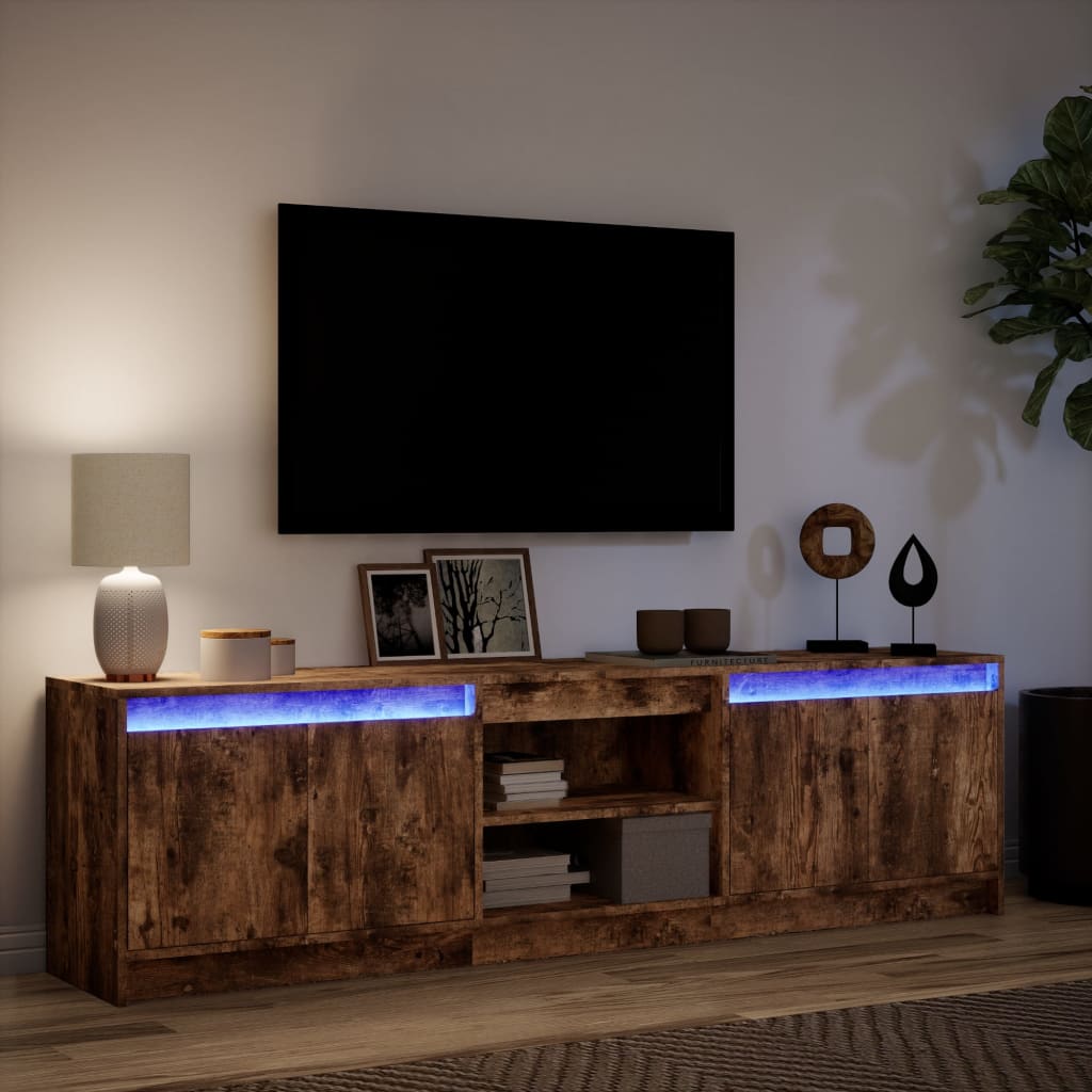 TV Cabinet with LED Smoked Oak 180x34x50 cm Engineered Wood