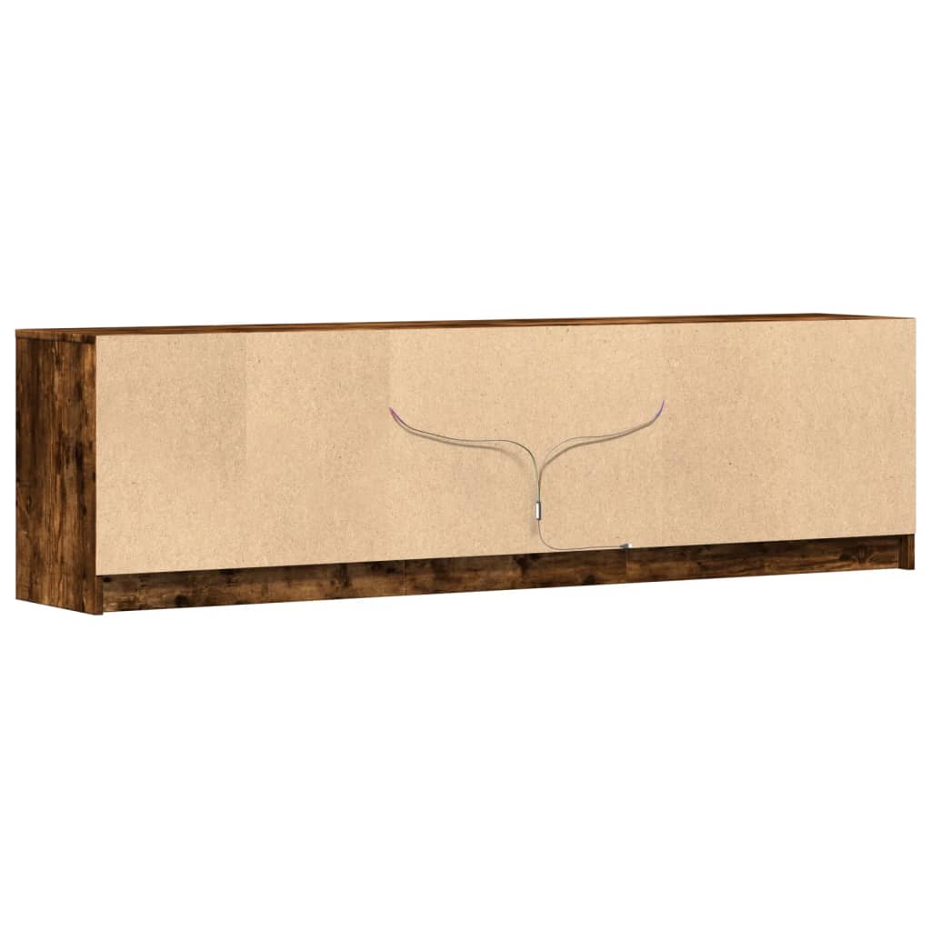 TV Cabinet with LED Smoked Oak 180x34x50 cm Engineered Wood