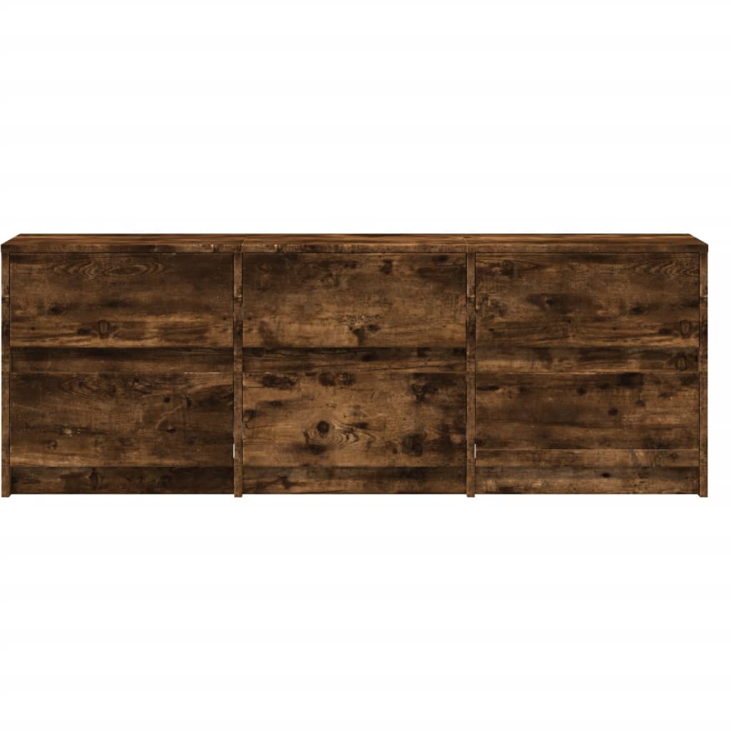 TV Cabinet with LED Smoked Oak 140x34x50 cm Engineered Wood