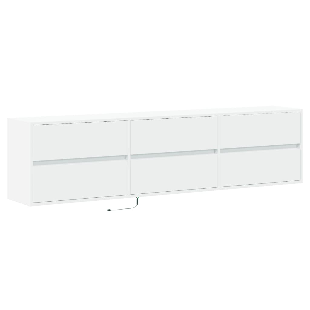 TV Wall Cabinet with LED White 180x31x45 cm