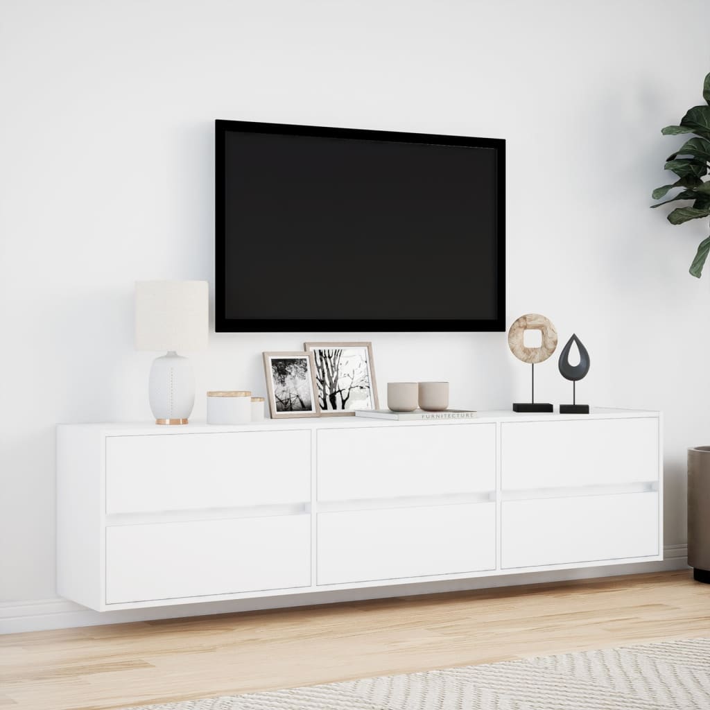 TV Wall Cabinet with LED White 180x31x45 cm