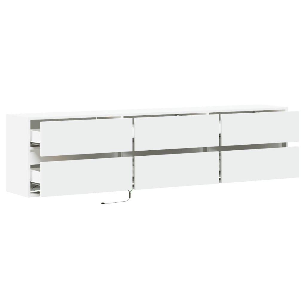 TV Wall Cabinet with LED White 180x31x45 cm