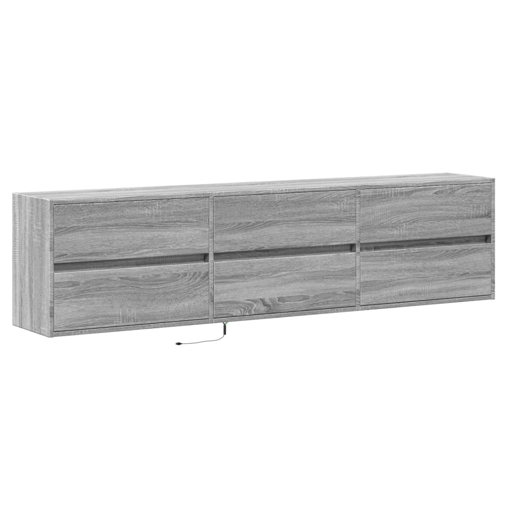 TV Wall Cabinet with LED Grey Sonoma 180x31x45 cm