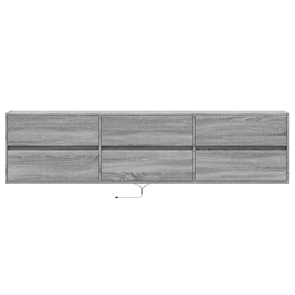 TV Wall Cabinet with LED Grey Sonoma 180x31x45 cm