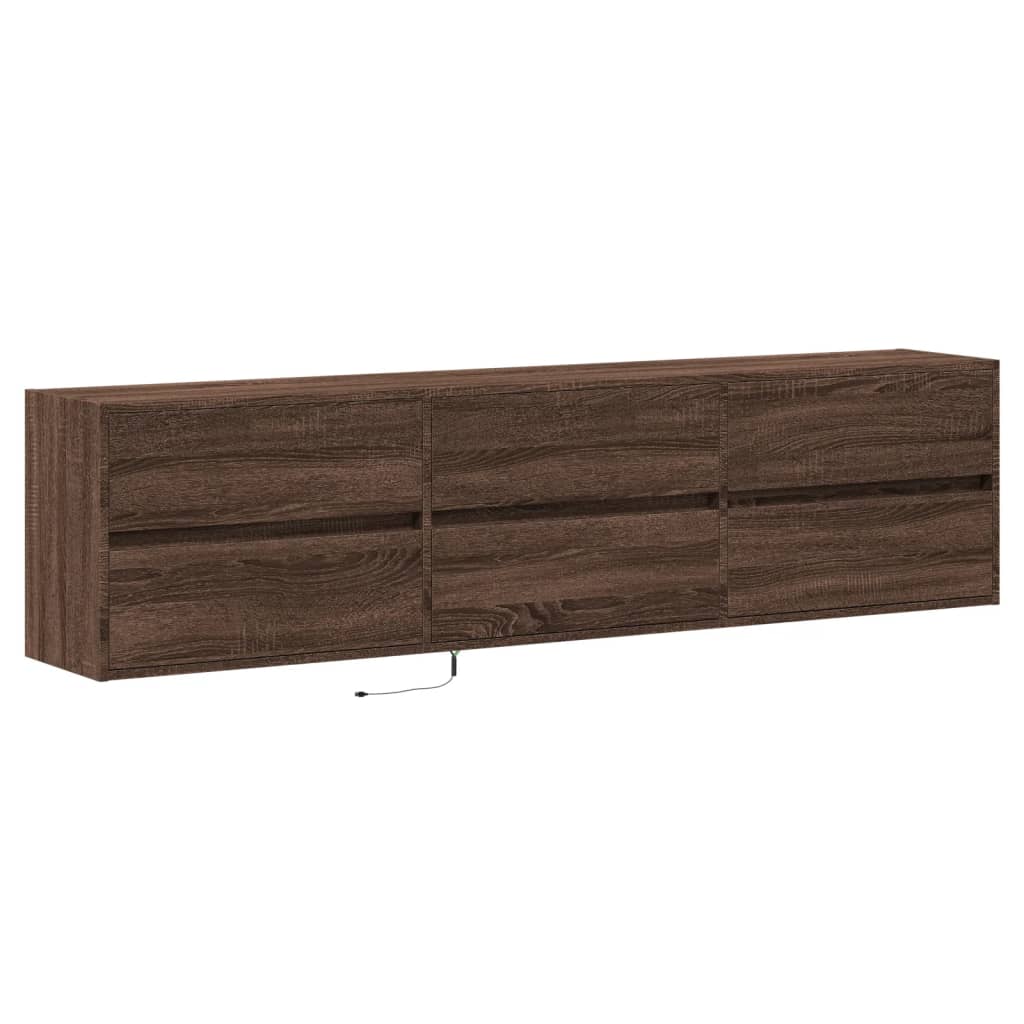 TV Wall Cabinet with LED Brown Oak 180x31x45 cm