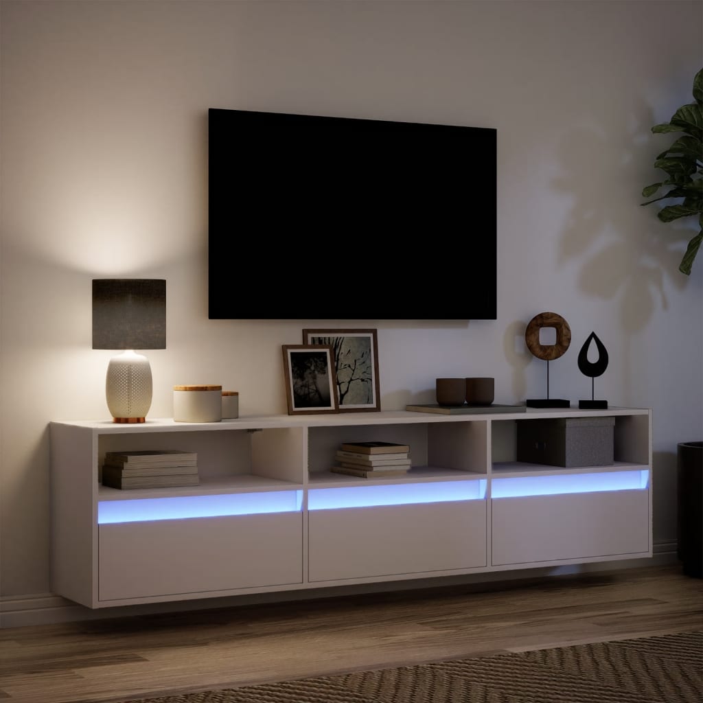 TV Wall Cabinet with LED White 180x31x45 cm