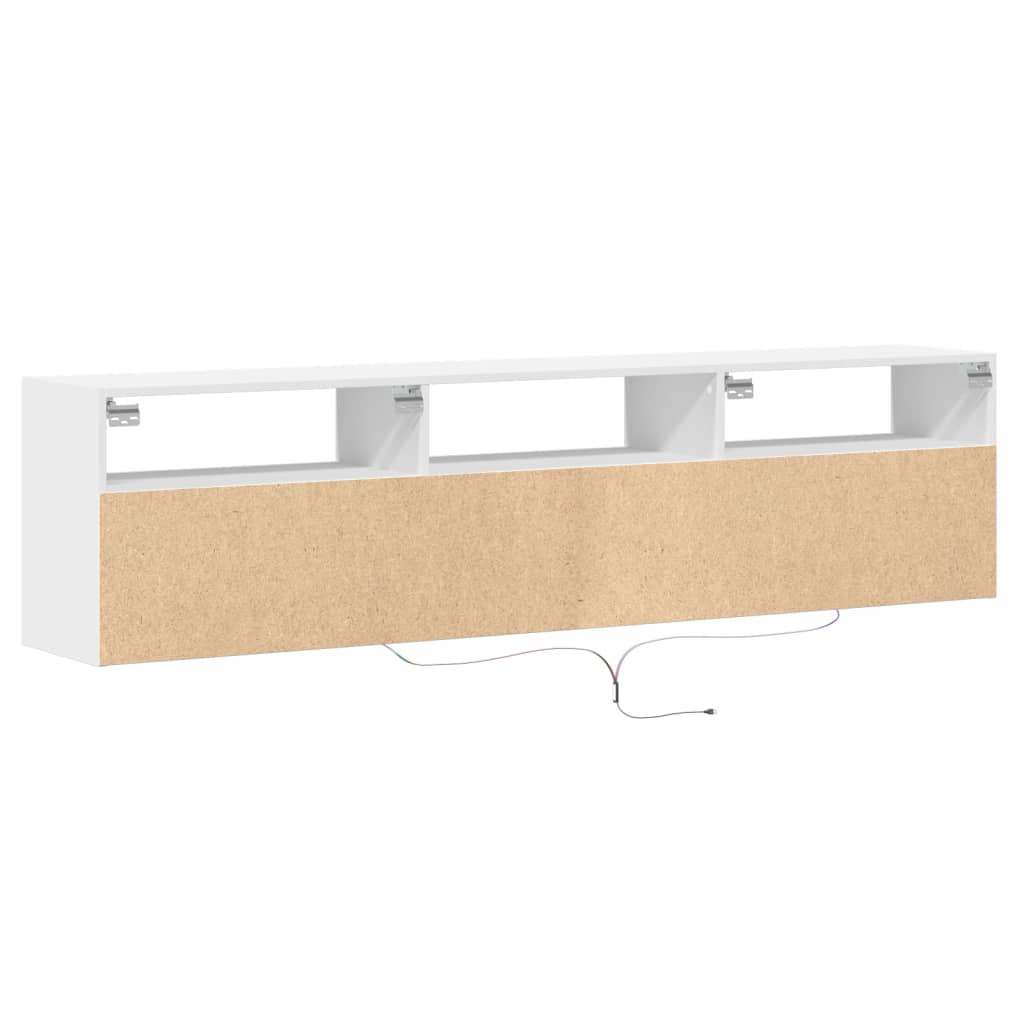 TV Wall Cabinet with LED White 180x31x45 cm