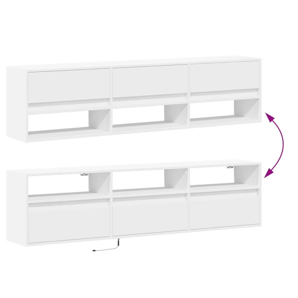 TV Wall Cabinet with LED White 180x31x45 cm