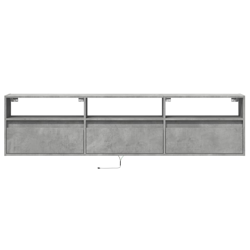 TV Wall Cabinet with LED Concrete Grey 180x31x45 cm