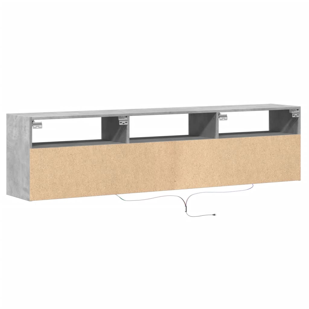 TV Wall Cabinet with LED Concrete Grey 180x31x45 cm