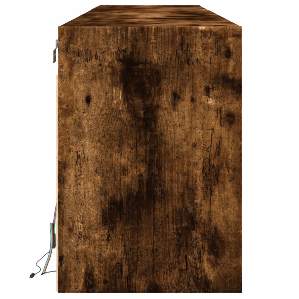 TV Wall Cabinet with LED Smoked Oak 180x31x45 cm