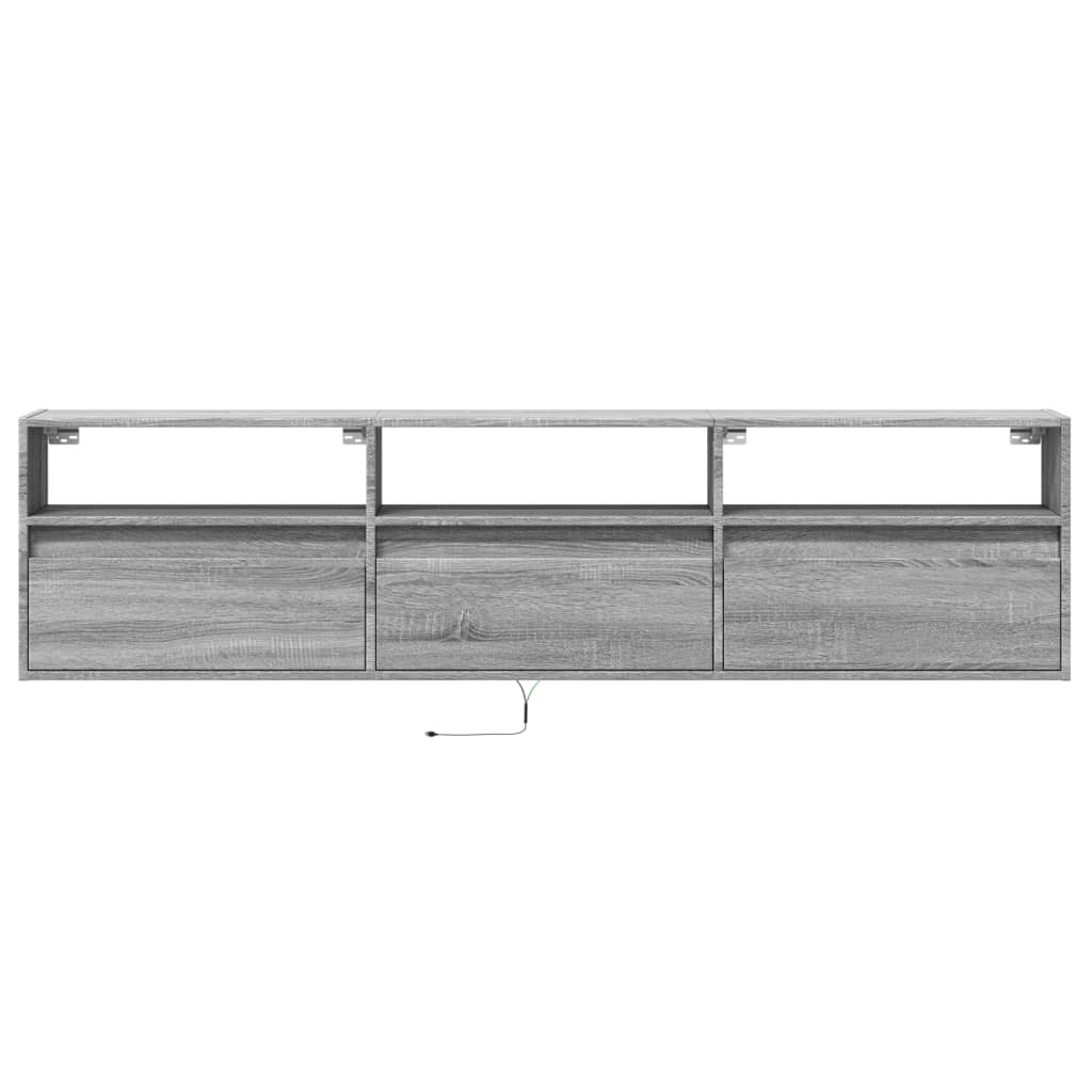 TV Wall Cabinet with LED Grey Sonoma 180x31x45 cm