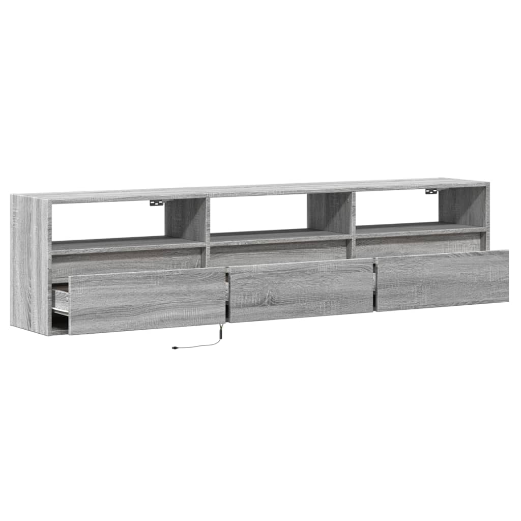 TV Wall Cabinet with LED Grey Sonoma 180x31x45 cm