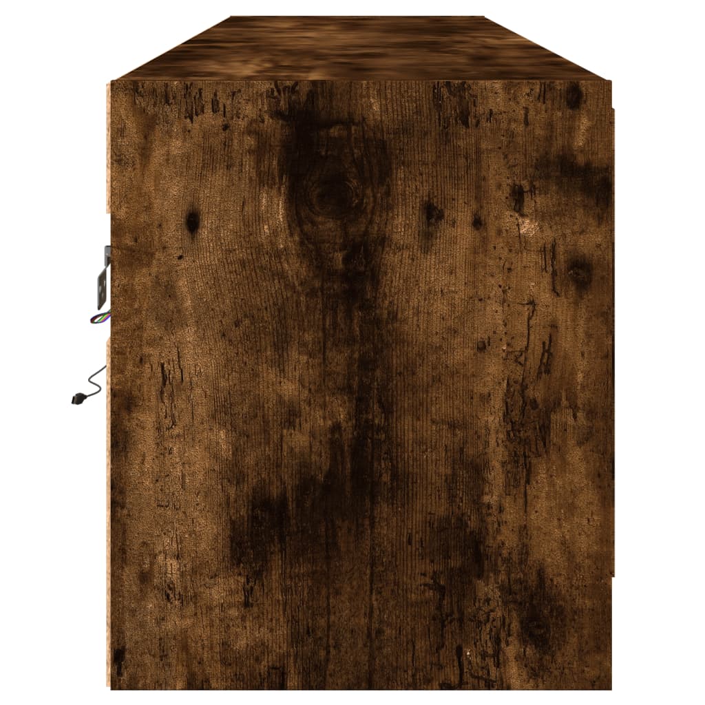 TV Wall Cabinet with LED Smoked Oak 180x31x38 cm
