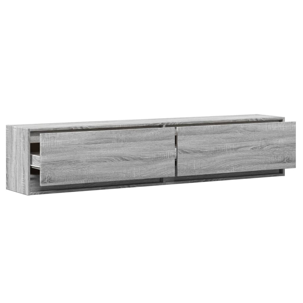 TV Wall Cabinet with LED Grey Sonoma 180x31x38 cm