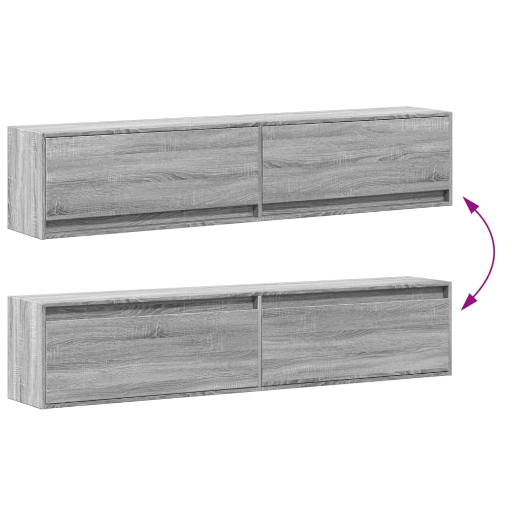 TV Wall Cabinet with LED Grey Sonoma 180x31x38 cm