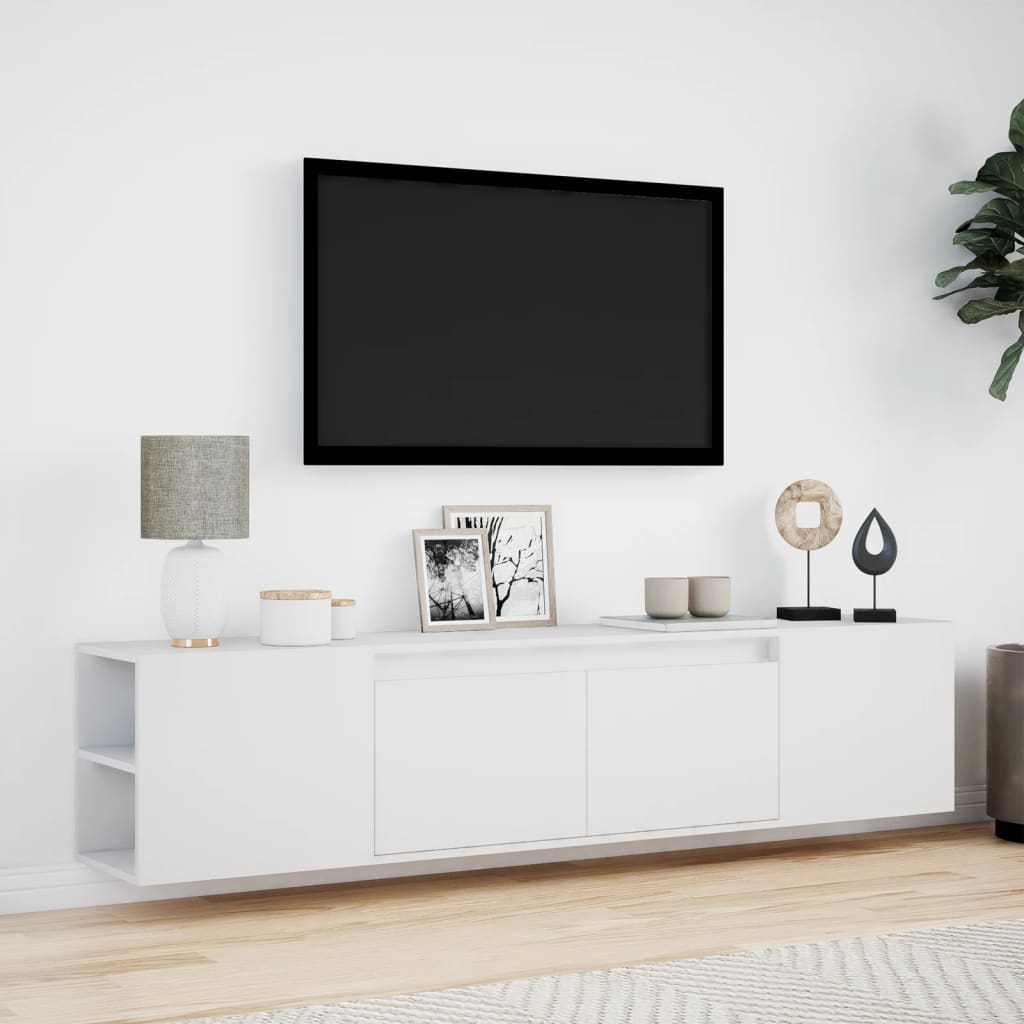 TV Wall Cabinet with LED White 180x31x39.5 cm
