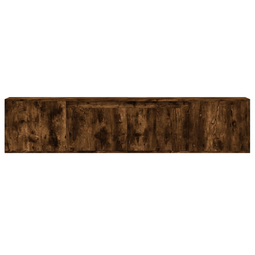 TV Wall Cabinet with LED Smoked Oak 180x31x39.5 cm