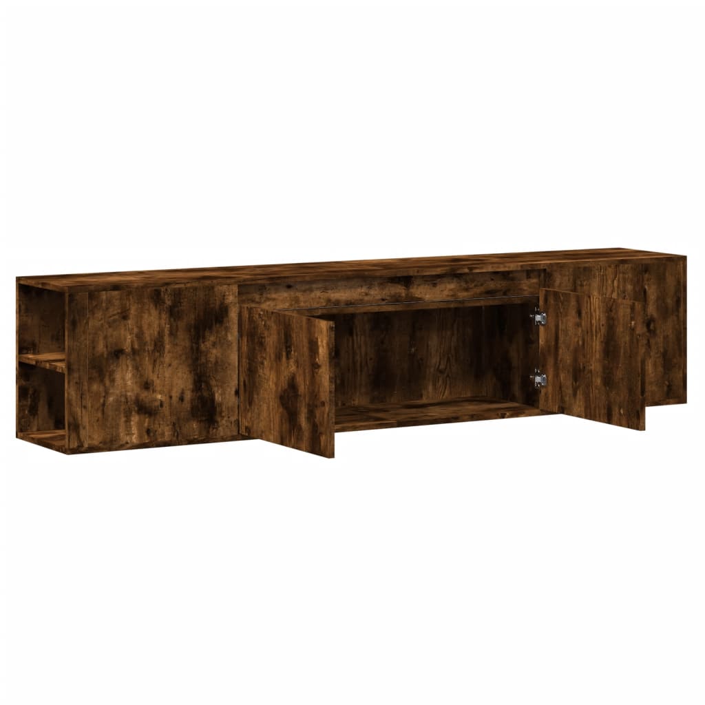 TV Wall Cabinet with LED Smoked Oak 180x31x39.5 cm