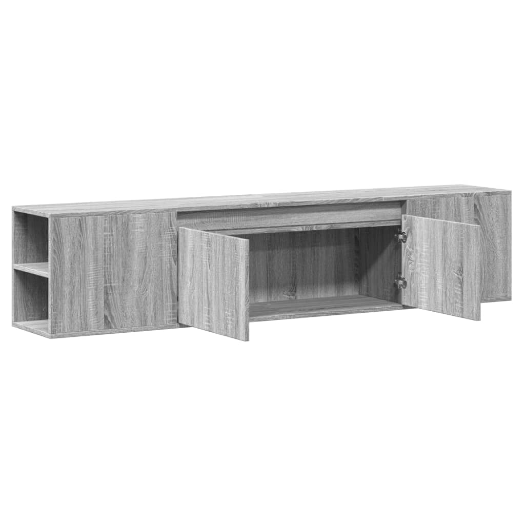 TV Wall Cabinet with LED Grey Sonoma 180x31x39.5 cm