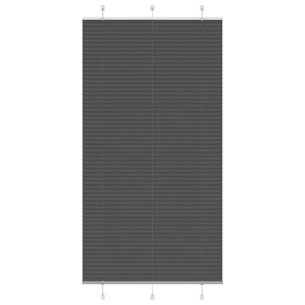 Pleated Blind Black 105x200 cm Fabric Width 104.4 cm Polyester