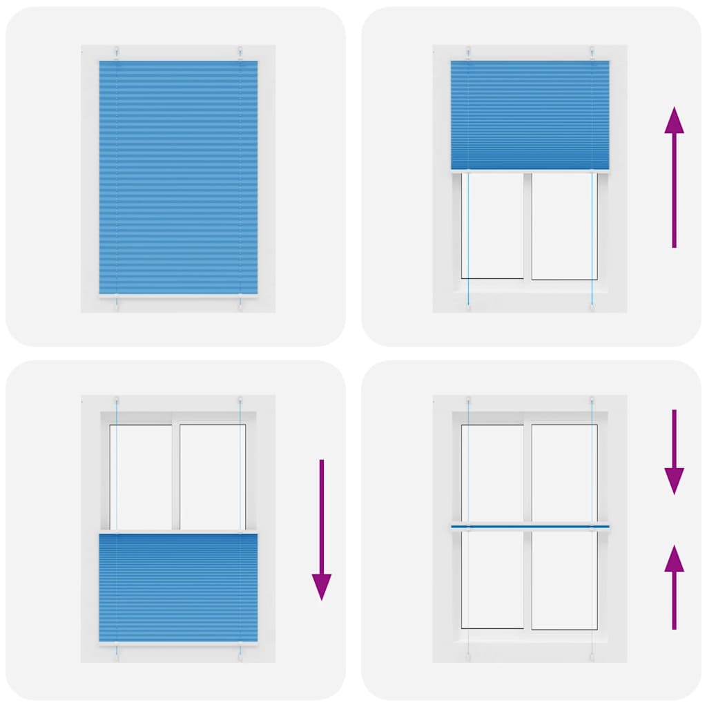 Pleated Blind Blue 100x150 cm Fabric Width 99.4 cm Polyester