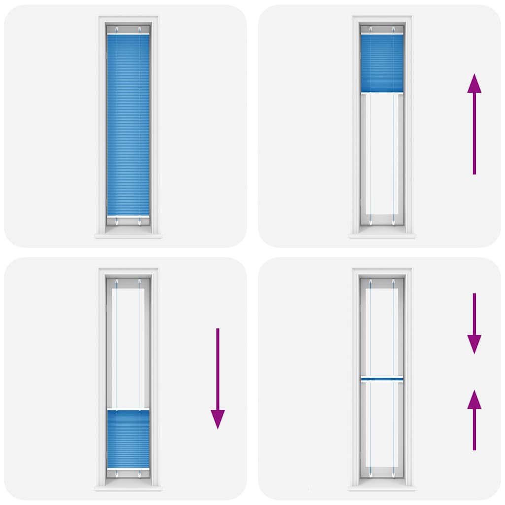 Pleated Blind Blue 40x200 cm Fabric Width 39.4 cm Polyester