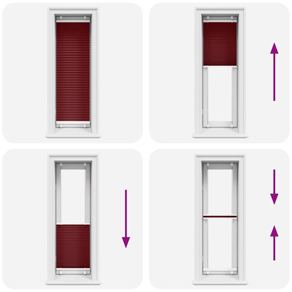 Pleated Blind Bordeaux Red 40x150 cm Fabric Width 39.4 cm Polyester