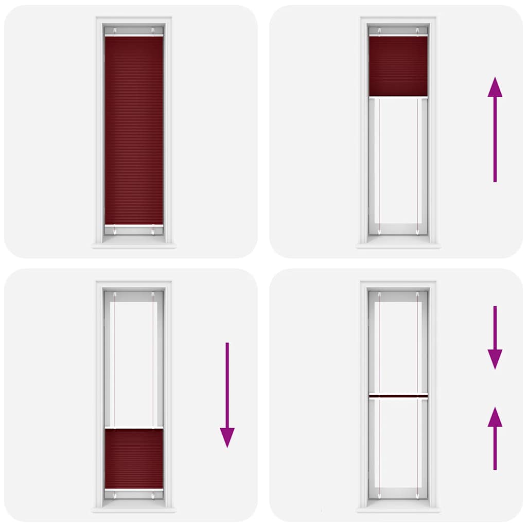 Pleated Blind Bordeaux Red 55x200 cm Fabric Width 54.4 cm Polyester