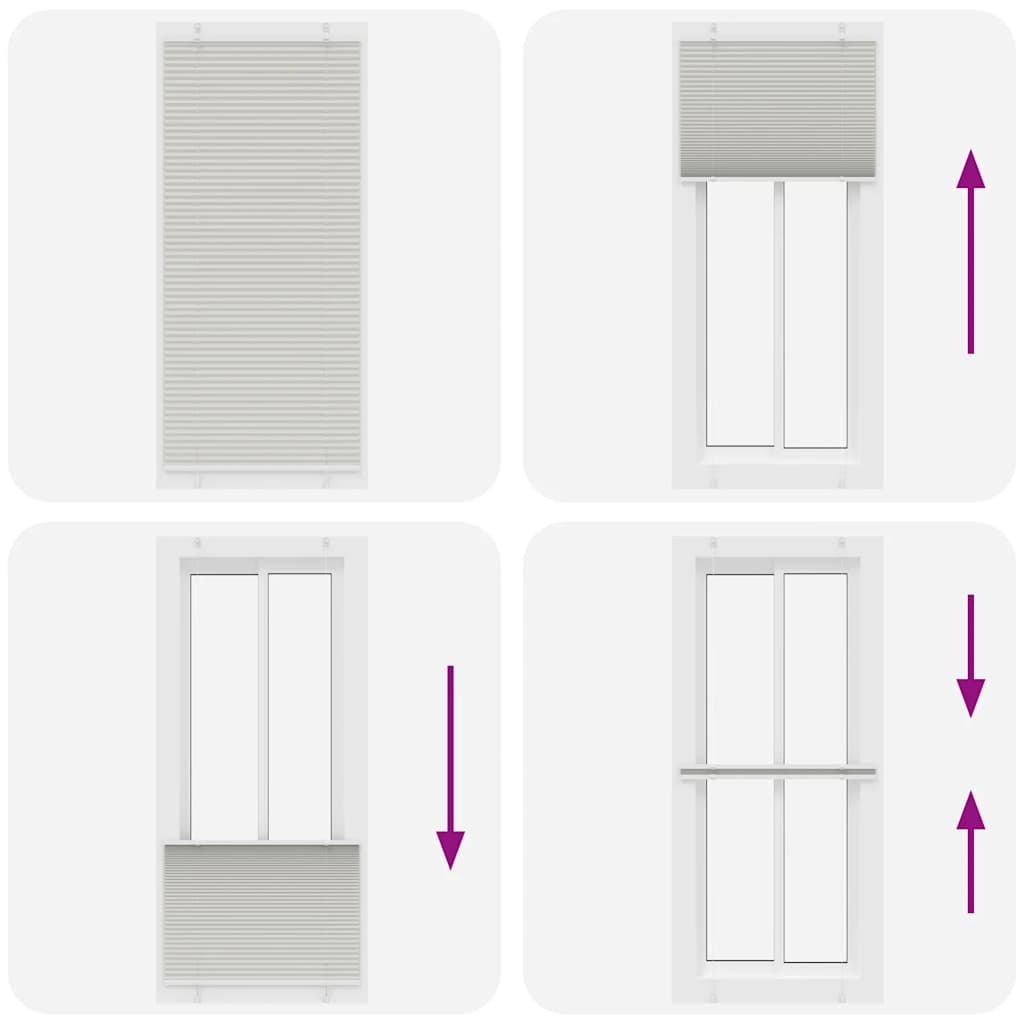 Pleated Blind Light Grey 100x200 cm Fabric Width 99.4 cm Polyester