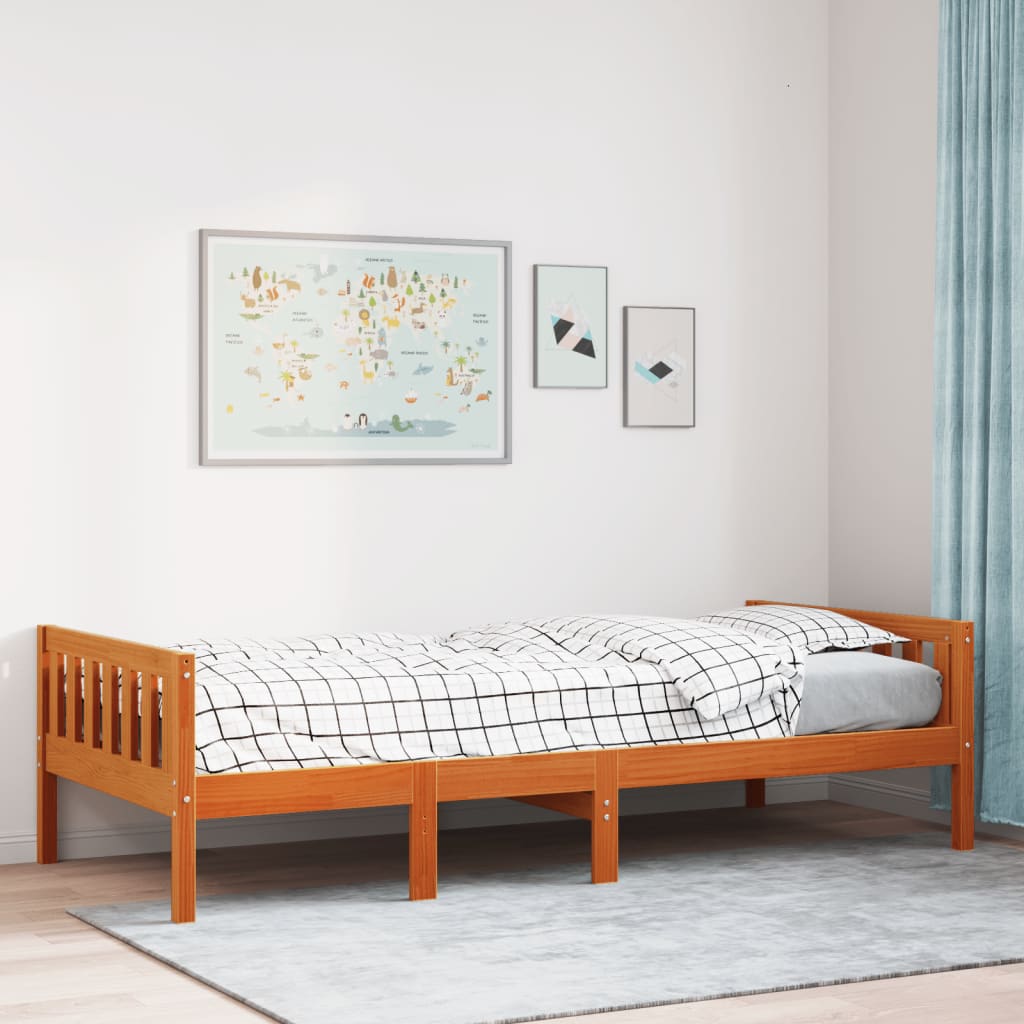 Children's Bed without Mattress Wax Brown 75x190 cm Solid Wood Pine